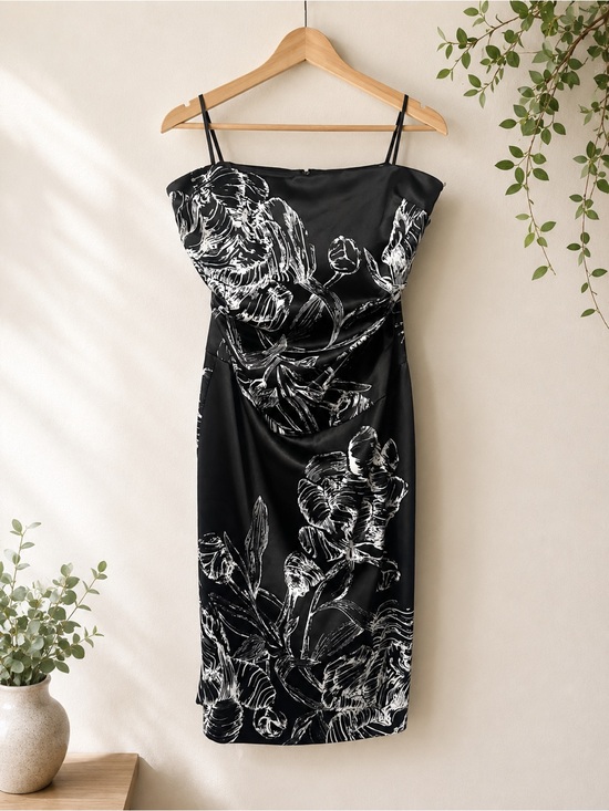 le chateau Dresses & Skirts - le chateau Black & White Floral Midi Slip Dress